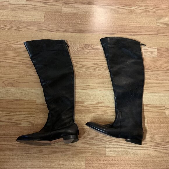 Tall Black Boots Size 38 with Zipper on Back - Picture 1 of 3